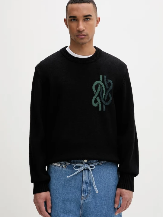 Zdjęcie produktu Filling Pieces sweter męski z wełną Knit Sweater Knot czarny