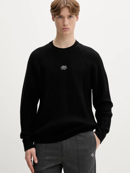 Zdjęcie produktu Filling Pieces sweter męski z wełną Knit Sweater Raglan czarny