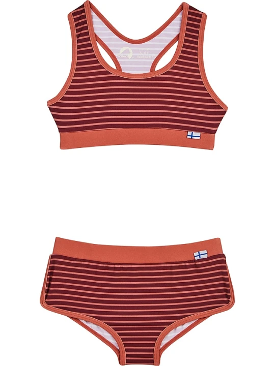 Zdjęcie produktu finkid Bikini "Luoto" w kolorze pomarańczowo-bordowym rozmiar: 80/90