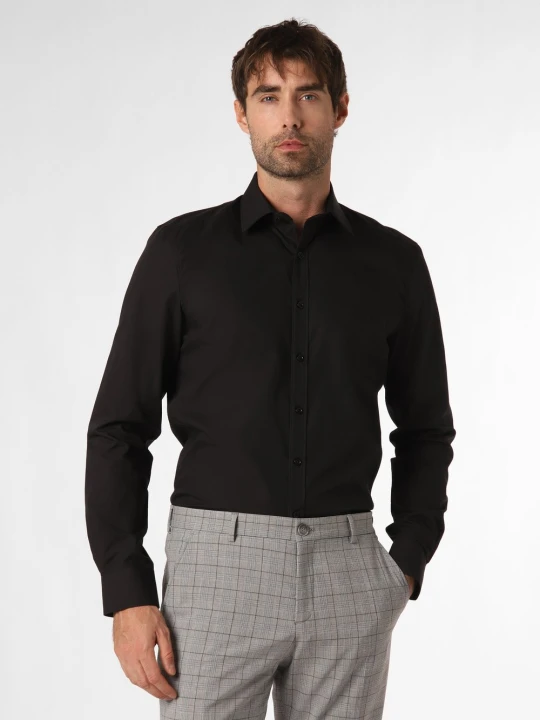 Zdjęcie produktu Finshley & Harding Koszula łatwa w prasowaniu Mężczyźni Slim Fit Bawełna czarny