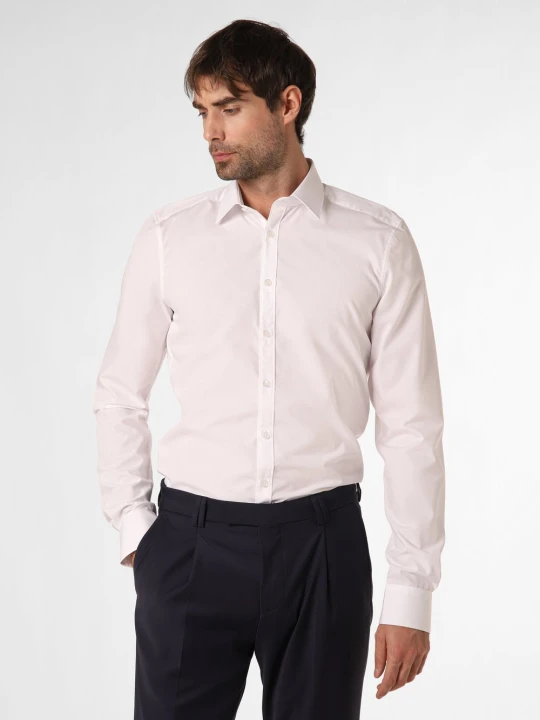 Zdjęcie produktu Finshley & Harding Koszula łatwa w prasowaniu z bardzo długim rękawem Mężczyźni Slim Fit Bawełna biały