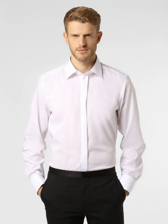 Zdjęcie produktu Finshley & Harding Koszula z wywijanymi mankietami Mężczyźni Slim Fit Bawełna biały