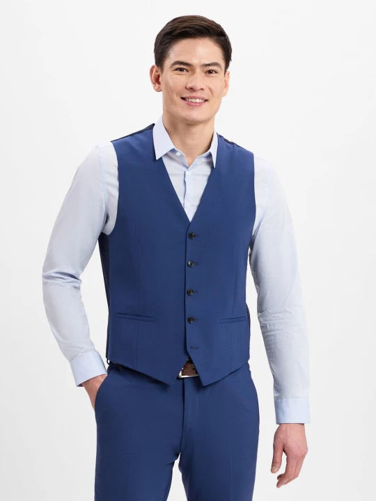 Zdjęcie produktu Finshley & Harding London kamizelka modułowa - Wesdon Mężczyźni Slim Fit Sztuczne włókno niebieski