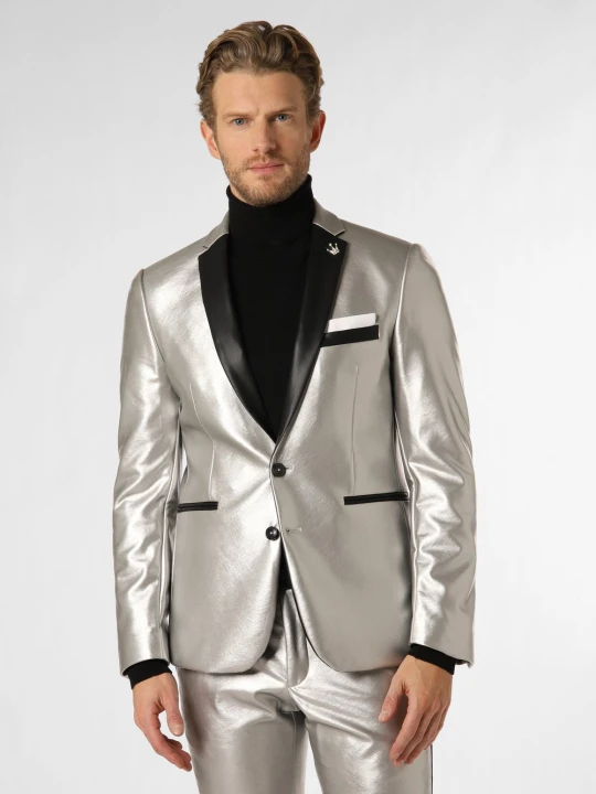 Zdjęcie produktu Finshley & Harding London marynarka od garnituru modułowego Mężczyźni Slim Fit srebrny