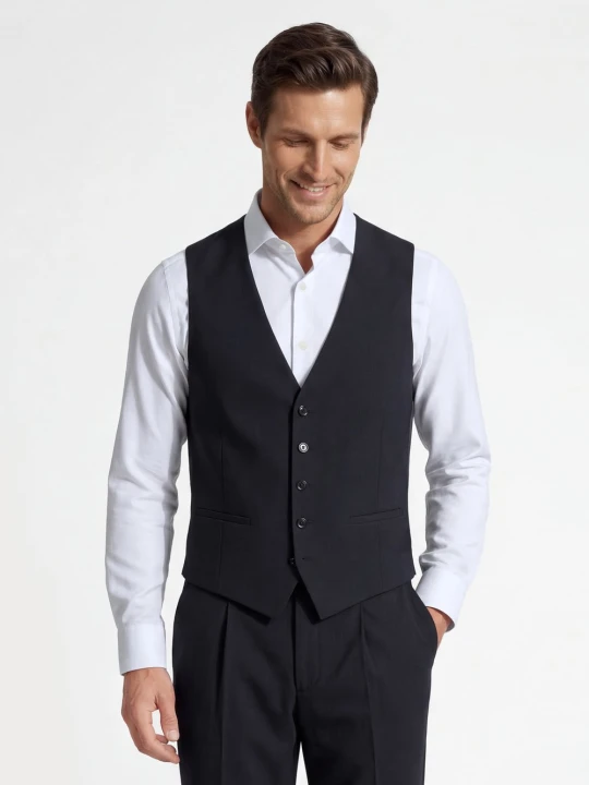 Zdjęcie produktu Finshley & Harding London modułowa kamizelka garniturowa - Wesdon Mężczyźni Slim Fit Sztuczne włókno niebieski