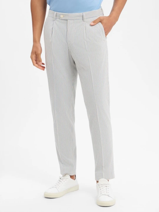 Zdjęcie produktu Finshley & Harding London spodnie garniturowe - Hudson Mężczyźni Slim Fit Sztuczne włókno niebieski | biały