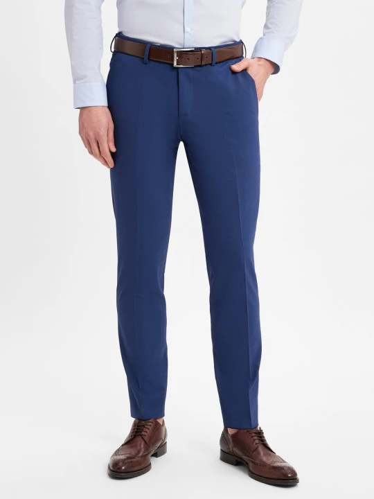 Zdjęcie produktu Finshley & Harding London spodnie od garnituru modułowego Mężczyźni Slim Fit Sztuczne włókno niebieski