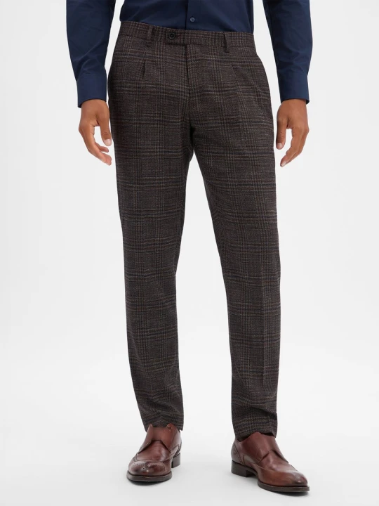 Zdjęcie produktu Finshley & Harding London spodnie z modułowego zestawu Mężczyźni Slim Fit brązowy | niebieski