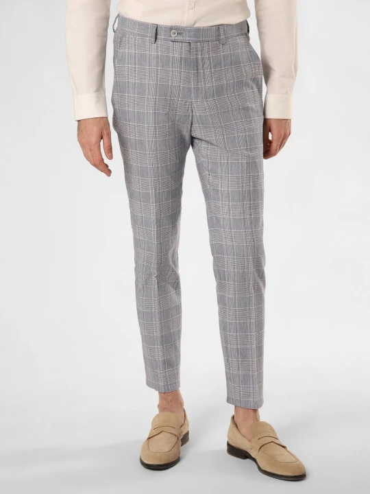 Zdjęcie produktu Finshley & Harding London Spodnie z zawartością lnu - Hoxdon Mężczyźni Slim Fit Bawełna niebieski