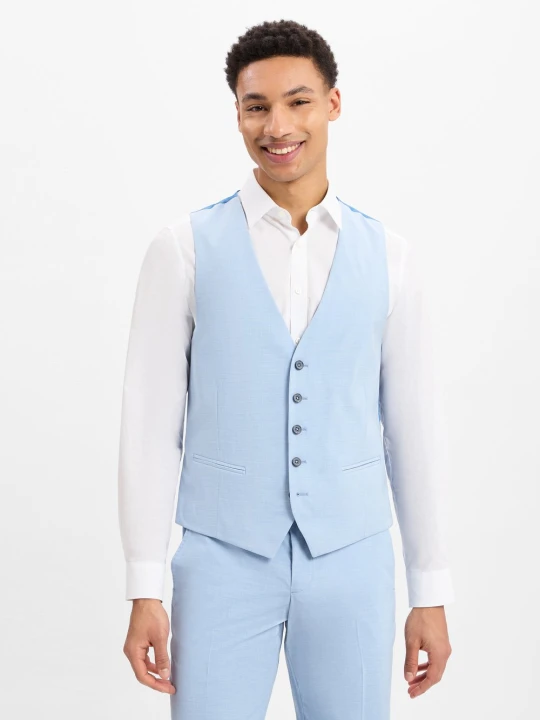 Zdjęcie produktu Finshley & Harding kamizelka garniturowa - Alameda Mężczyźni Slim Fit niebieski