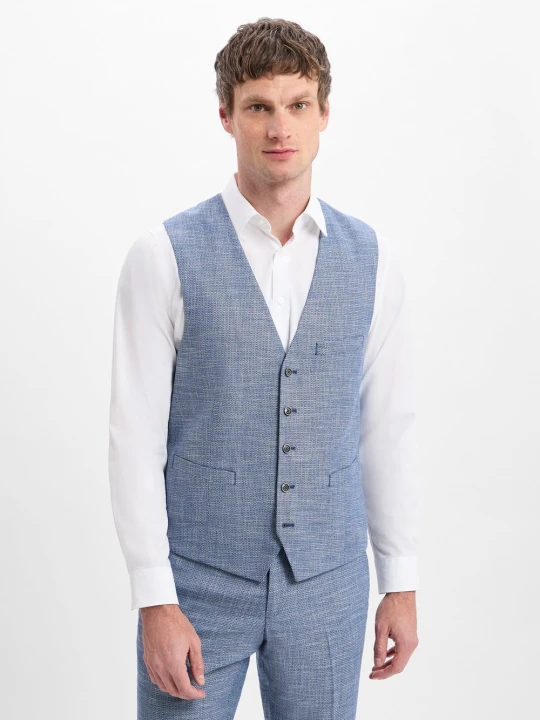 Zdjęcie produktu Finshley & Harding kamizelka modułowa - Max Mężczyźni Modern Fit wiskoza niebieski