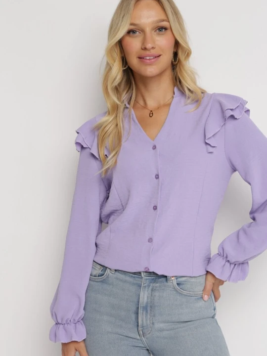 Zdjęcie produktu Fioletowa Koszula z Falbankami Sireguna Lily Rose
