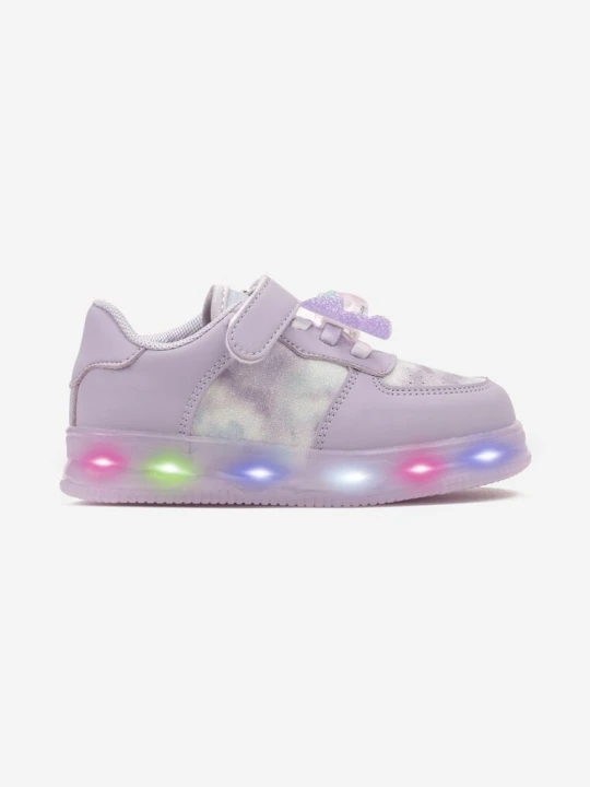 Zdjęcie produktu Fioletowe Buty Sportowe Sneakersy z Odpinanym Misiem Lampkami i Skórzaną Wkładką Theace