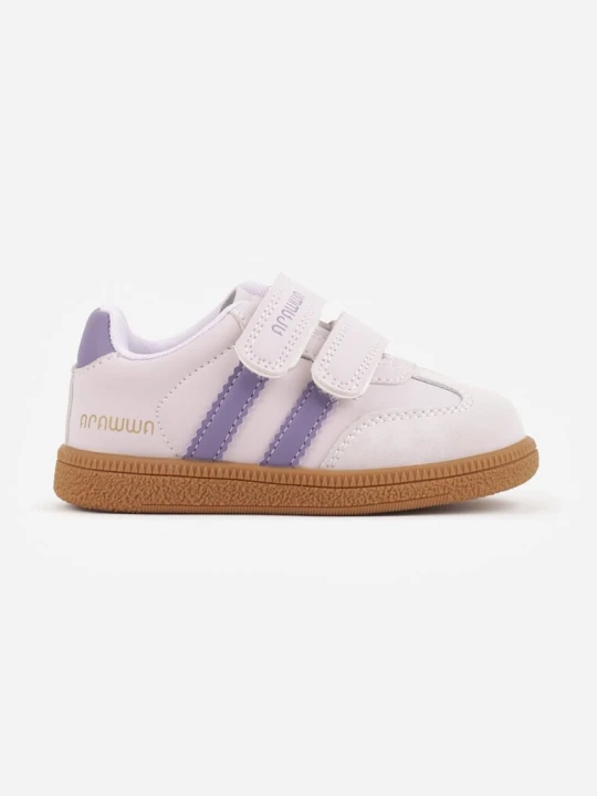 Zdjęcie produktu Fioletowe Buty Sportowe Sneakersy z Wkładką ze Skóry Naturalnej i Paskami Petogenia Apawwa
