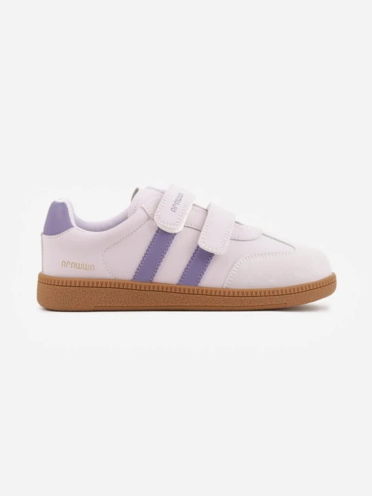 Zdjęcie produktu Fioletowe Buty Sportowe Sneakersy ze Skórzaną Wkładką i Ozdobnymi Paskami Menilane Apawwa