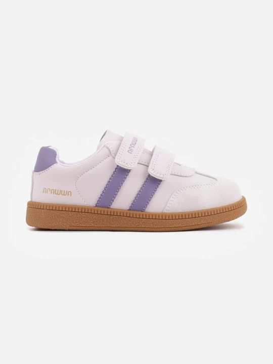 Zdjęcie produktu Fioletowe Buty Sportowe Sneakersy ze Skórzaną Wkładką Napisami i Paskami Nemoreli Apawwa