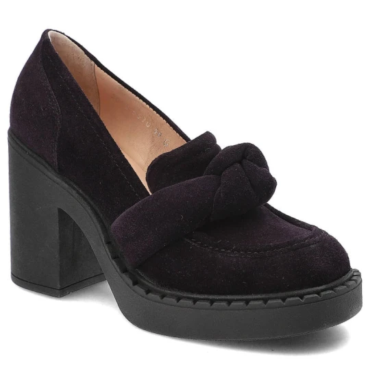 Zdjęcie produktu Fioletowe Półbuty Simen Skórzane Eleganckie Buty Na Obcasie