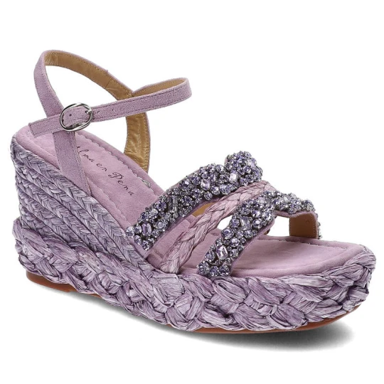 Zdjęcie produktu Fioletowe Sandały Alma En Pena Stylowe Buty Na Koturnie