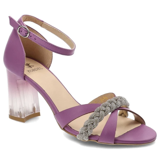 Zdjęcie produktu Fioletowe Sandały Kordel Eleganckie Buty Na Obcasie