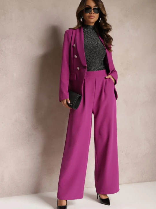 Zdjęcie produktu Fioletowe Szerokie Spodnie w Eleganckim Stylu Hanessame New Collection