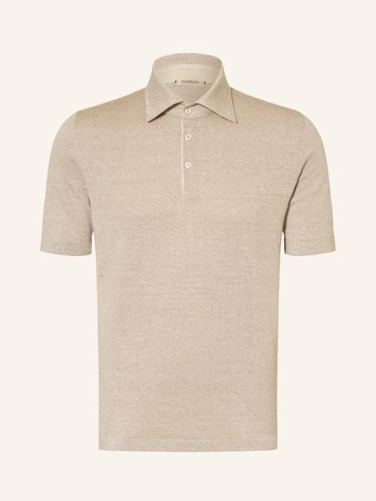 Zdjęcie produktu Fioroni Dzianinowa Koszulka Polo Z Lnem beige