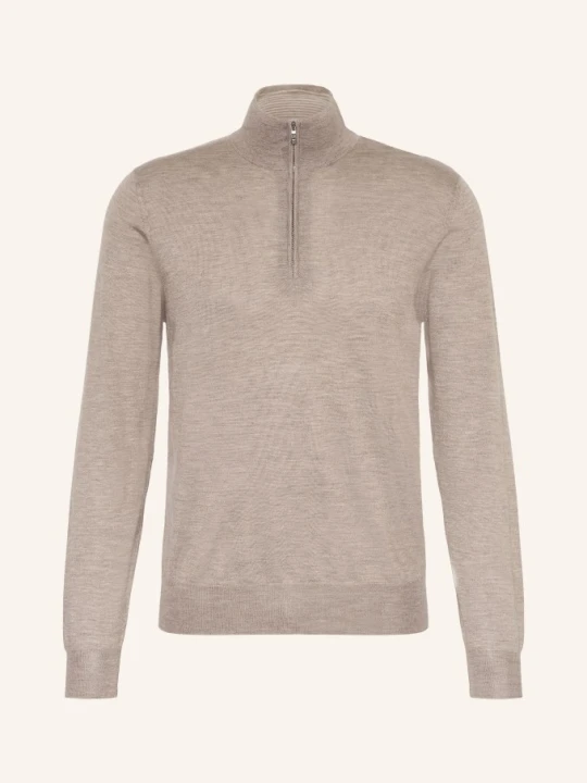 Zdjęcie produktu Fioroni Kaszmirowy Sweter Typu Troyer Z Dodatkiem Jedwabiu beige