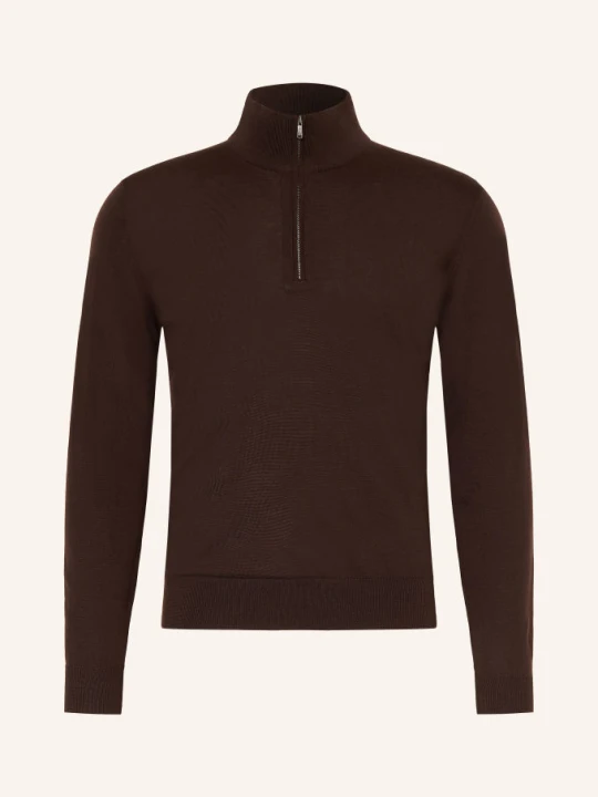 Zdjęcie produktu Fioroni Sweter Typu Troyer Z Wełny Merynosowej rot CIEMNOBRĄZOWY