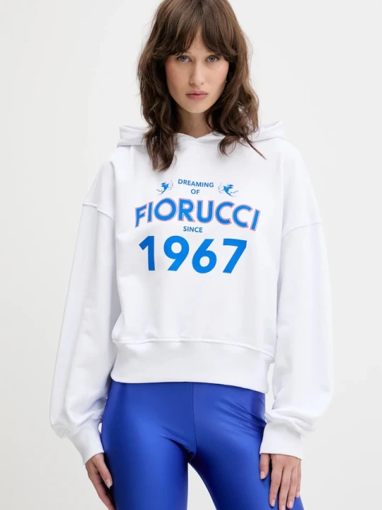 Zdjęcie produktu Fiorucci bluza bawełniana Dreaming 1967 Print Boxy Fit Cropped Hoodie biały