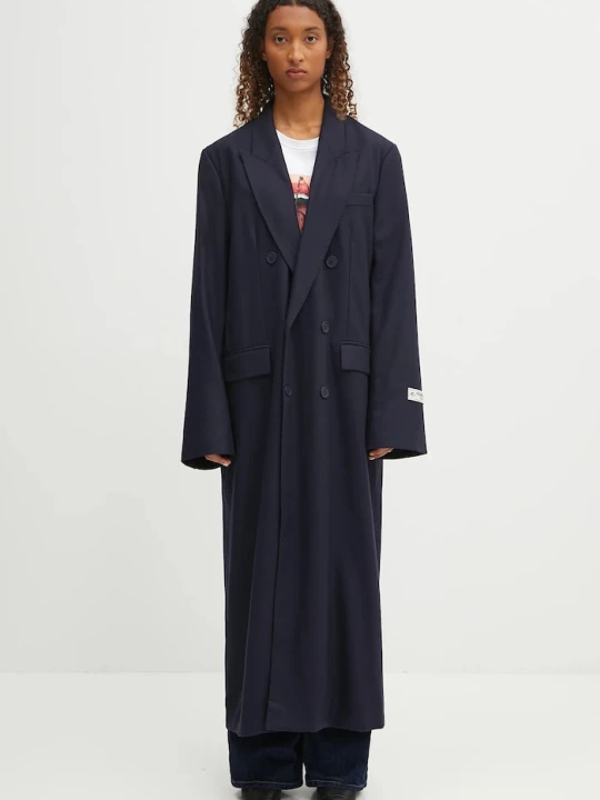Zdjęcie produktu Fiorucci płaszcz z wełną Light Wool Maxi granatowy