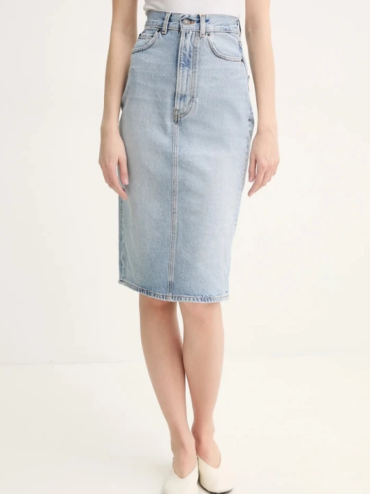 Zdjęcie produktu Fiorucci spódnica jeansowa Faded Heart Pocket Denim Midi Skirt niebieski