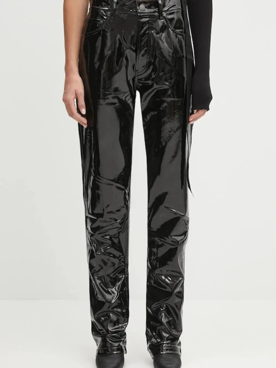 Zdjęcie produktu Fiorucci spodnie Stretch Vinyl Straight Fit czarny