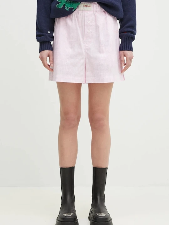 Zdjęcie produktu Fiorucci szorty bawełniane Gingham Logo różowy