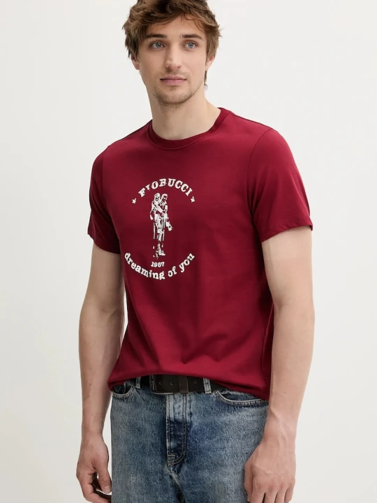 Zdjęcie produktu Fiorucci t-shirt bawełniany Burgundy Dreaming of You Regular Fit T-Shirt bordowy