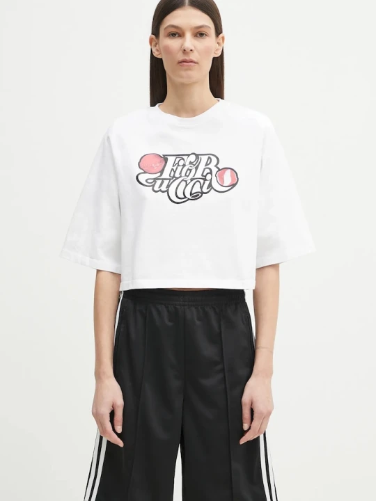 Zdjęcie produktu Fiorucci t-shirt bawełniany Curly Lollipop Logo Cropped Padded biały