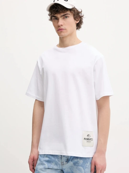 Zdjęcie produktu Fiorucci t-shirt bawełniany Label Regular Fit T-Shirt biały
