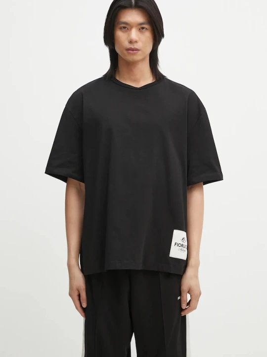 Zdjęcie produktu Fiorucci t-shirt bawełniany Logo Label Boxy Fit czarny