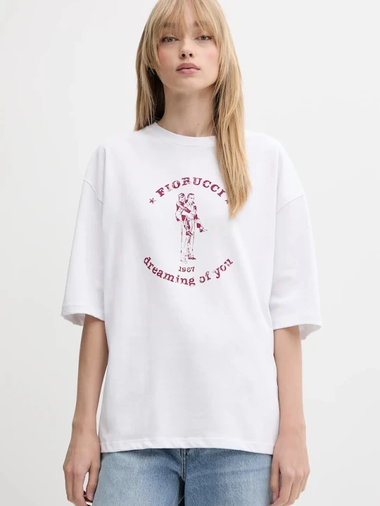 Zdjęcie produktu Fiorucci t-shirt bawełniany White Dreaming of You Print Relaxed Fit T-Shirt