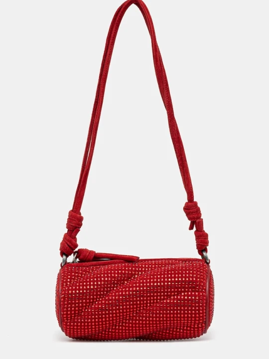 Zdjęcie produktu Fiorucci torebka zamszowa Suede Rhinestone Micro Mella czerwony