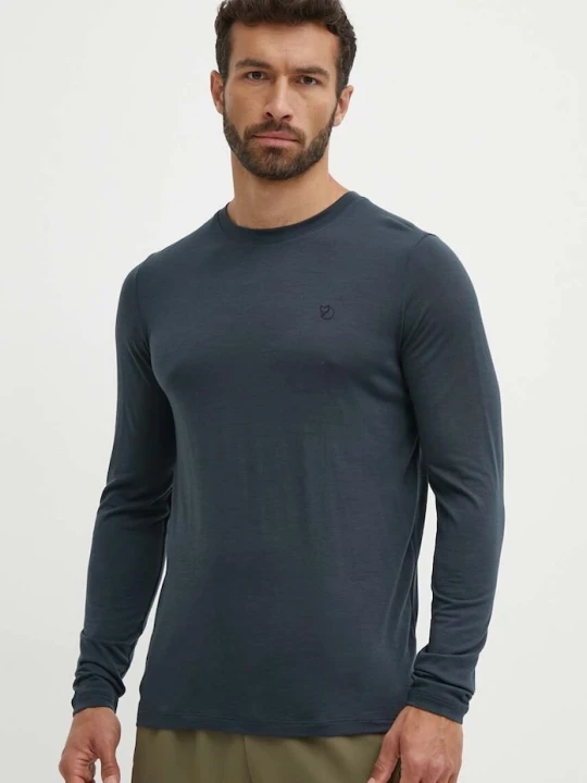 Zdjęcie produktu Fjallraven longsleeve sportowy Abisko Wool Fjällräven granatowy