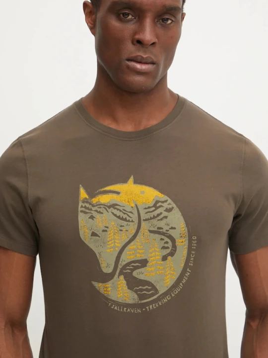 Zdjęcie produktu Fjallraven t-shirt bawełniany Fjällräven brązowy