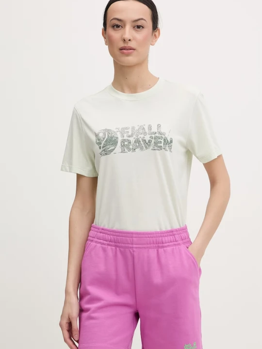 Zdjęcie produktu Fjallraven t-shirt damski z bawełną Lush Fjällräven zielony