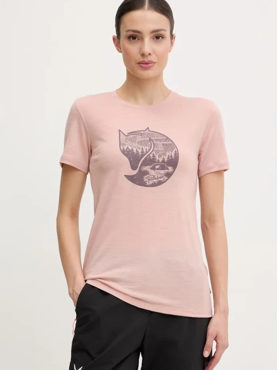Zdjęcie produktu Fjallraven T-shirt damski z dodatkiem wełny Abisko Fjällräven pomarańczowy