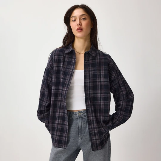 Zdjęcie produktu Flanelowa koszula oversize w kratę czarna House