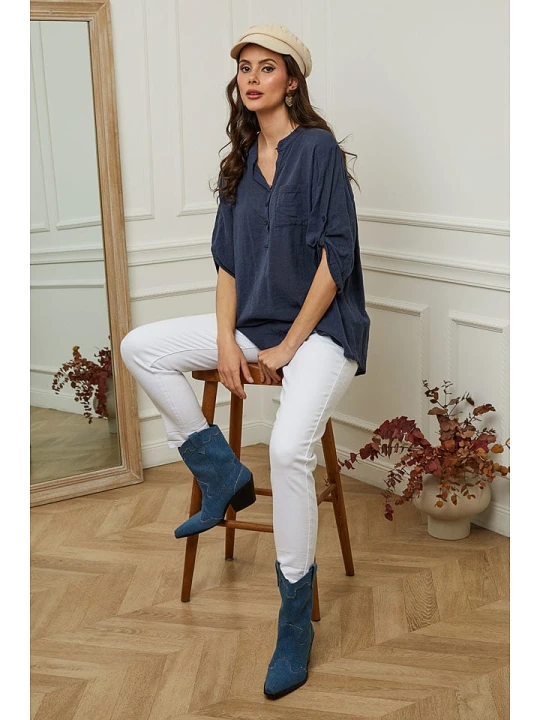 Zdjęcie produktu Fleur de Lin Bluzka "Msof" w kolorze granatowym rozmiar: XL