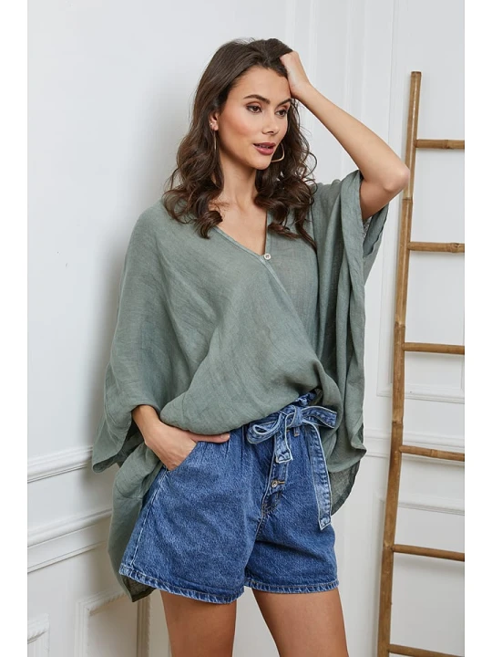 Zdjęcie produktu Fleur de Lin Lniana bluzka w kolorze khaki rozmiar: S