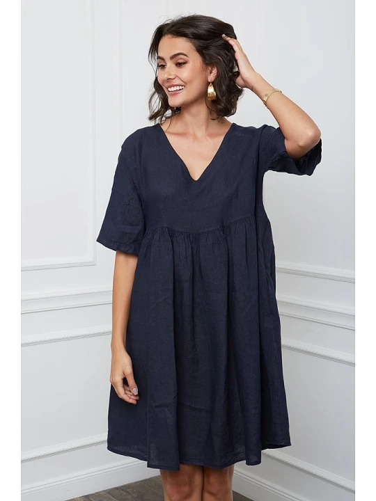 Zdjęcie produktu Fleur de Lin Lniana sukienka "Etsy" w kolorze granatowym rozmiar: XXL