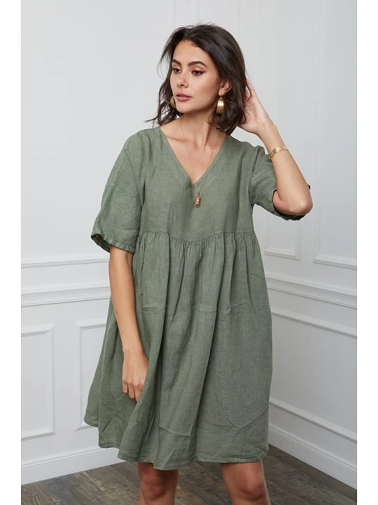 Zdjęcie produktu Fleur de Lin Lniana sukienka "Etsy" w kolorze khaki rozmiar: M