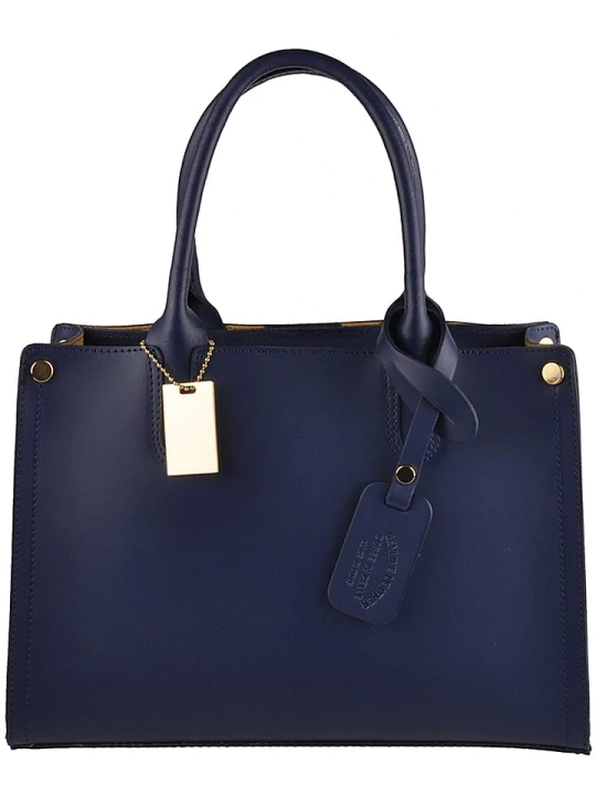 Zdjęcie produktu Florence Bags Skórzana torebka "Manor" w kolorze granatowym - 32 x 22 x 11 cm rozmiar: onesize