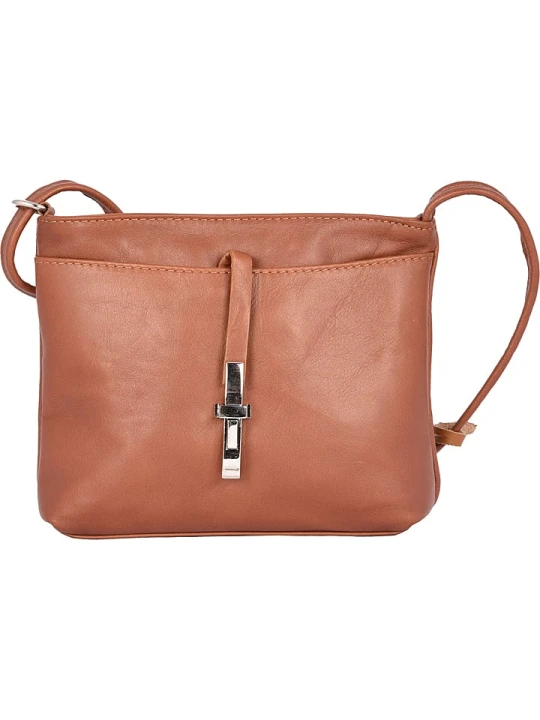 Zdjęcie produktu Florence Bags Skórzana torebka "New Sport" w kolorze jasnobrązowym - 20 x 18 x 5 cm rozmiar: onesize