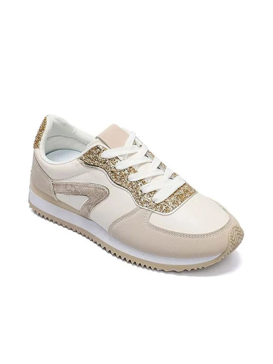 Zdjęcie produktu Foreverfolie Sneakersy w kolorze kremowo-złoto-beżowym rozmiar: 37
